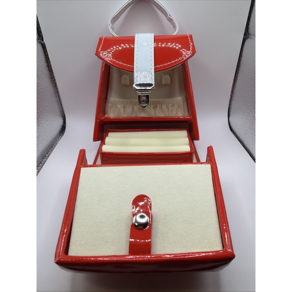 Unused No‎ Tag Faux Red/White Patent Leather Rite Aid Home Purse Jewelry